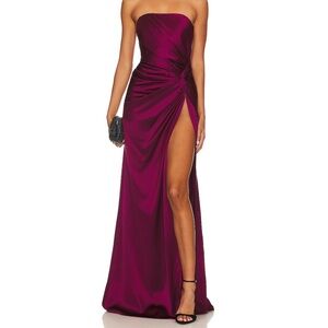 Chic Strapless Plum Evening Dress